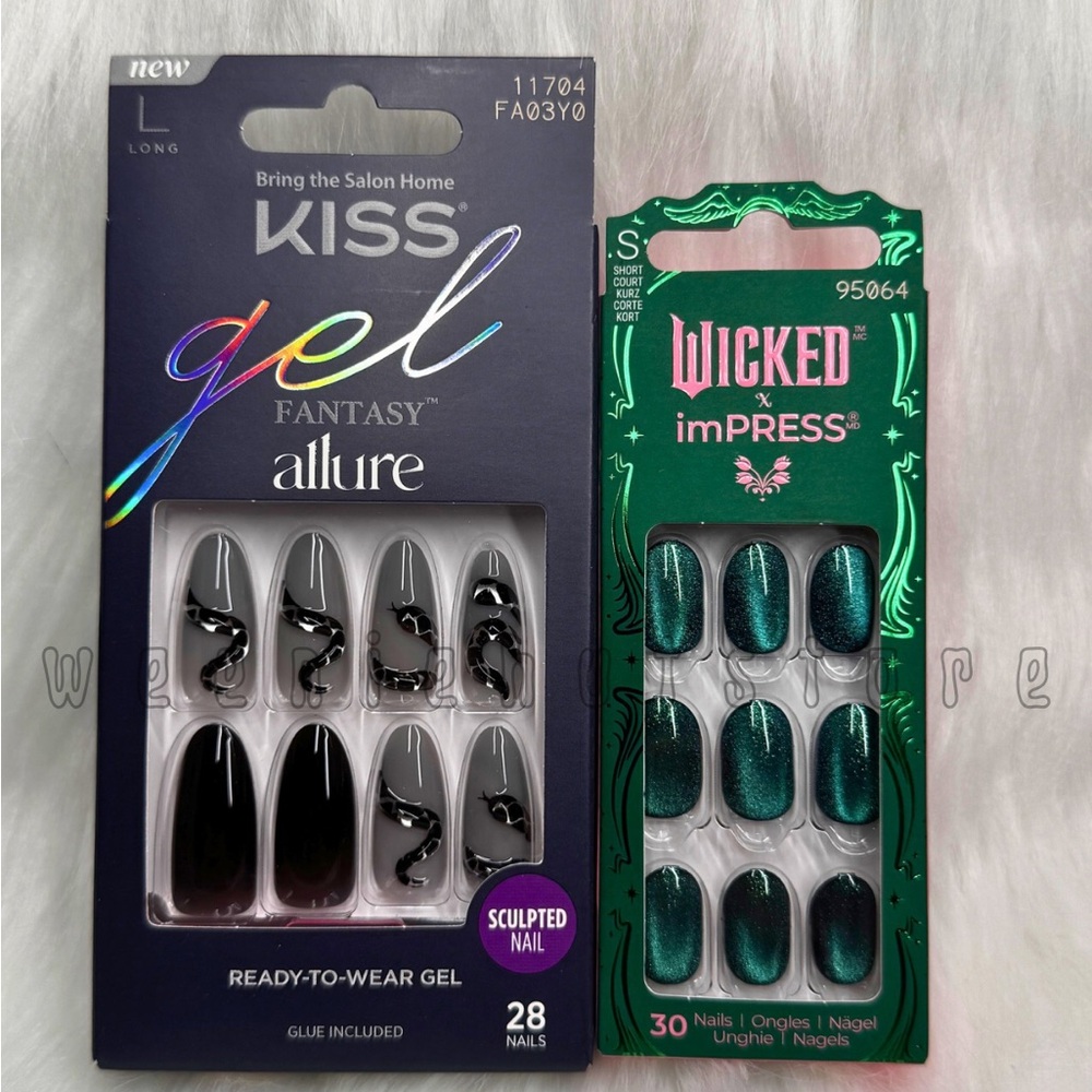 KISS Gel Fantasy Allure & WICKED x imPRESS Nails * NEW * Halloween Vibes 2 Boxes
